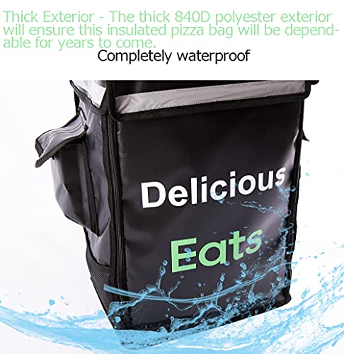 Ранец за испорака на храна со изолирана храна, 13,78 L x 9,85 W x 18,5 H изолирана ладилна торба, преносна испорака на пица термички ранец, торба