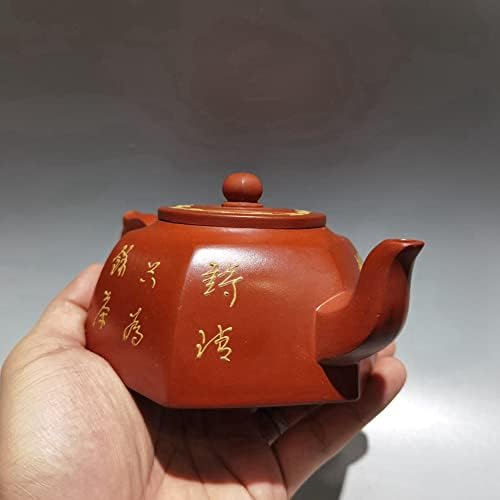 Lshacn Кинески јиксинг Зиша Клеј чај од чај Гонгфу постави виолетова глинена чајник, заштитена трговска марка Црвена кал Хексагонална глина сликарство тенџере 320 мл