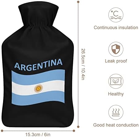 Знаме на Аргентина 1000мл гума шише со топла вода со кадифен капакот топла торба за вбризгување ладна заштита преносно