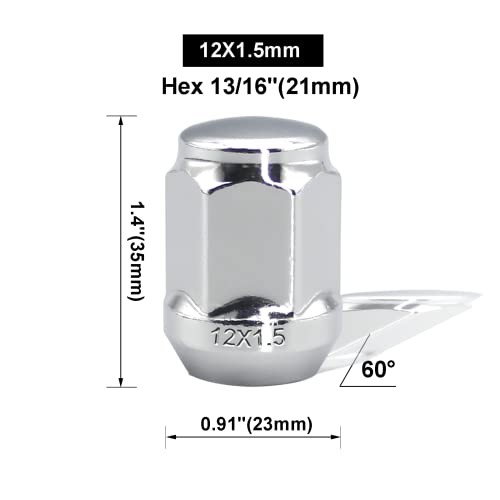 Ssingel M12x1.5mm Chrome позлатен хексадецимален HEX 13/16 '' Затворена крајна булге за конус на конус на орев, компатибилно