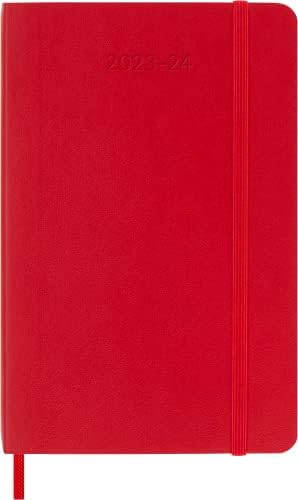 Неделен планер на Молескин 2023-2024, 18м, џеб, црвена црвена боја, мека покривка
