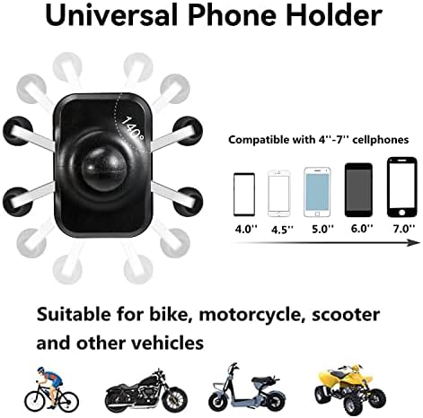 Држач за моторцикли со моторцикл моторцикл, држач за велосипеди со 360 држач за мобилни телефони со база на топка за ротација, за смартфони