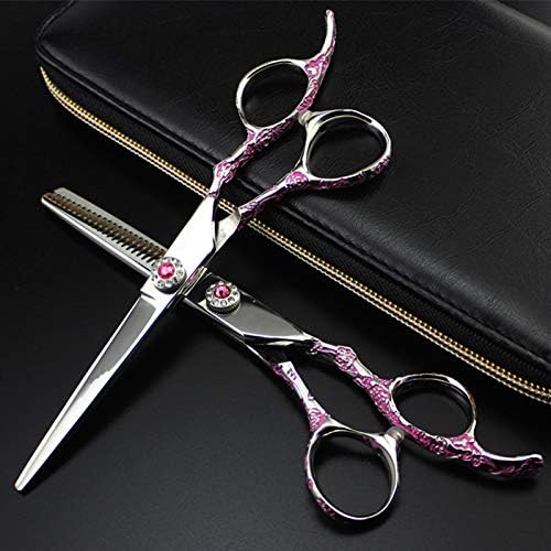 Ножици за сечење коса, 6 инчи професионална Јапонија 440с ножици за фризерски салон за розова Слива сечење Ножици за Разредување на бербер