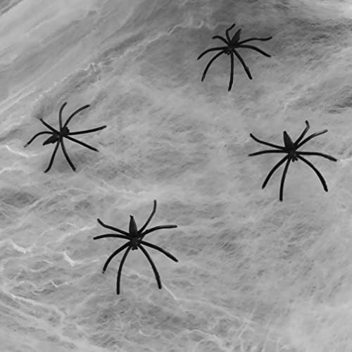 Pretyzoom Ноќта на вештерките пајак веб -украси со 50 лажни пајаци играчки супер истегнување на патеки реални гаден прогонувани