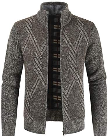 IYYVV Зимски манс плетени обични модни кардиган џемпер јакна стојат палто палто