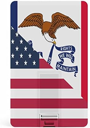 Американско И Државно Знаме На Ајова КРЕДИТНА Банкарска Картичка УСБ Флеш Дискови Пренослив Мемориски Стик Клуч За Складирање