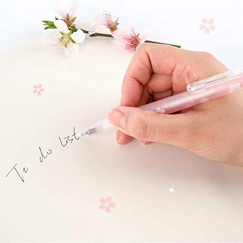 Belugadesign Sakura пенкала | Симпатична каваи пастела розова бела јапонска цреша цреша | Ситна точка 0.38 Сет на стационарни училишни канцелариски