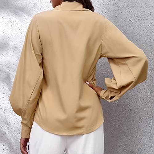 Women'sенски врвен шарен печатен печатен единечен кошула со долги ракави врвот удобна кошула со долг ракав со џебови врвови блуза