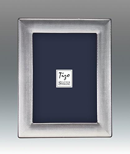 Tizo 5 x 7 .925 Стерлинг сребрена текстура и тркалезни агли рамка за слика
