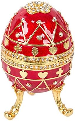 Qifu-Hand, насликана фаберска јајце, украсен украсен накит кутија за накит, уникатен подарок за домашен декор