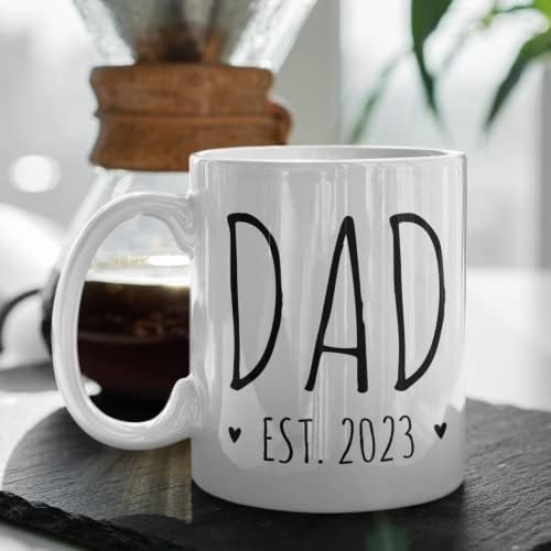 Екстра Подароци Тато E 2023 Чаша За Најава За Бебиња За Промовиран Тато Подарок за Нови Родители 11 Мл Бело