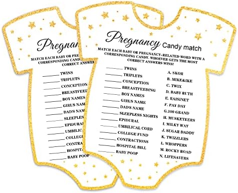 Картички за игри за бебиња за туширање, облик на картичка за бременост со бонбони за бонбони за игра за забава за бебиња за туширање