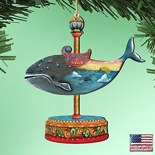 КАРУСЕЛ Кит Божиќ дрвен украс, сет од 2 уметност од Г.Дебрекхт 8114037 - Дизајнекратија