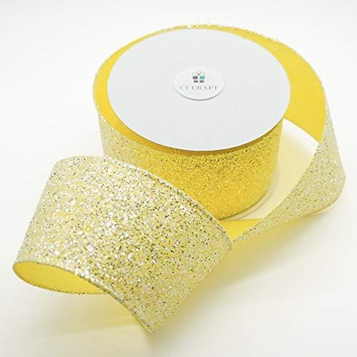 CT Craft LLC Sparking Silver Glitter Wired Ribbon за домашен декор, завиткување на подароци, DIY занаети, 2,5 ”x 10 јарди x 1