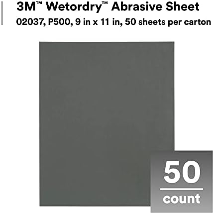 3м абразивен лист 401Q, 02033, 1200+ решетка, 9 во x 11 in, 50 чаршафи, брзо сечење, автоматско пескарење на телото, завршна обработка на боја