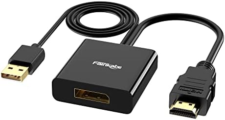 fairikabe HDMI До Displayport Адаптер 4K 60Hz, HDMI 2.0 До Displayport 1.2 Кабелски Машки До Женски, Еднонасочен HDMI За Прикажување На