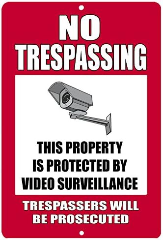 Предупредување без престапување за безбедносна камера видео надзор Метал лим знак за деловна продавница за малопродажба дома