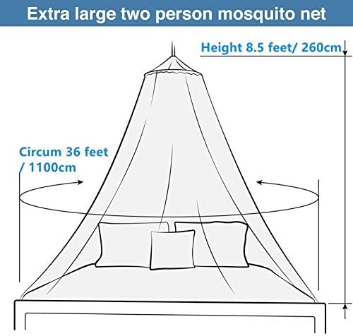 Мрежа за комарци, Крошна За Кревет Виси Кружна Завеса За Единечна До Кралска Големина, Брза Лесна Инсталација, Употреба За Покривање На