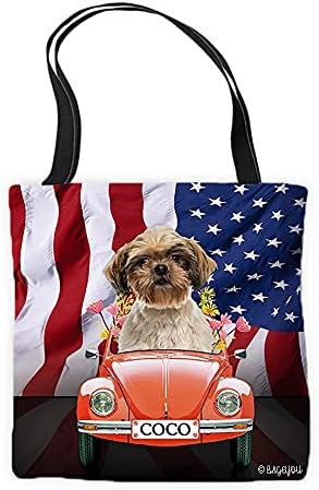 Bageyou обичај патриотски кучиња торба за торба Shih tzu Dog Retro Beetle Car 4 -ти јули чанта