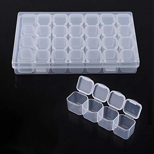 GotOtop 28 решетка чиста пластична кутија за накит мала кутија за садови за складирање на организатор со 6 индивидуални отстранливи делители
