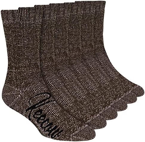 Ceecow Merino волна екипа чорапи за мажи и жени, термички пријатни пријатни чорапи за зимска перница за работа за пешачење, 3 пара