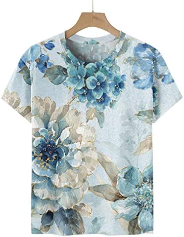 Блузи За Жени Секојдневно Елегантно Печатење V Копче За Вратот Обични Врвови Со Кратки Ракави Облечен Резервоар