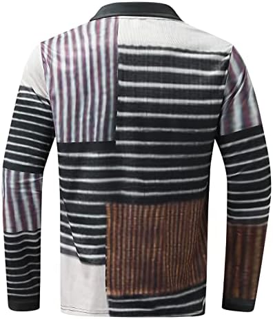 Здфер Поло кошули за мажи, зимска тенок копче за блуза со лекови за печатење на врвови на врвови на врвови за џемпери, основна