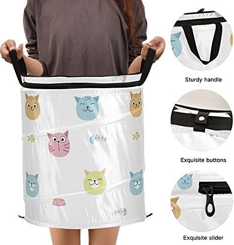 Смешни мачки се појавуваат алишта за перење алишта со патент за патент, корпа за перење, со рачки што може да се сруши за складирање