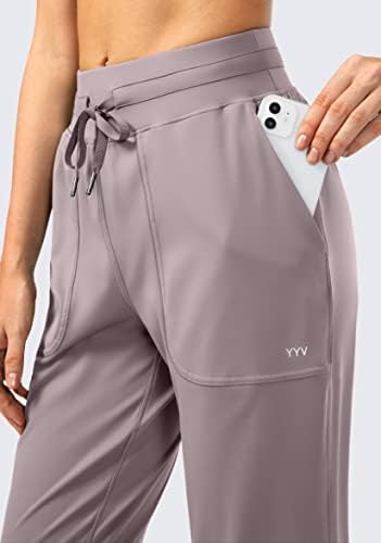 Pantsенски џогерски панталони со високи тренинзи со високи половини за жени со џогирање на меки атлетски џогирање со длабоки џебови