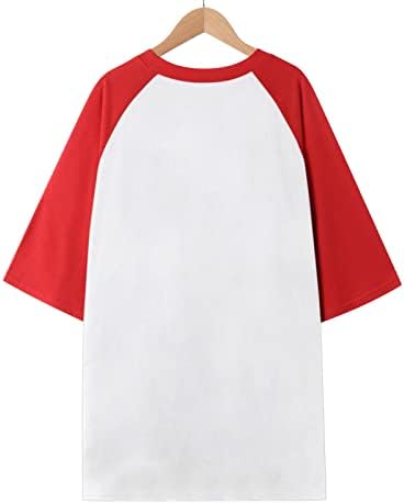 Womenените Раглан кошула летни обични маици со кратки ракави со кратки ракави, екипаж на вратот, лабава вклопена маичка за тинејџери