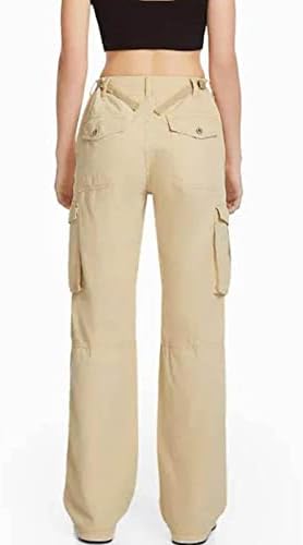 Gdjgta Прилагодливи директно вклопувачки панталони со високи половини со високи половини за пешачење со мулти џебови жени широки нозе падобран