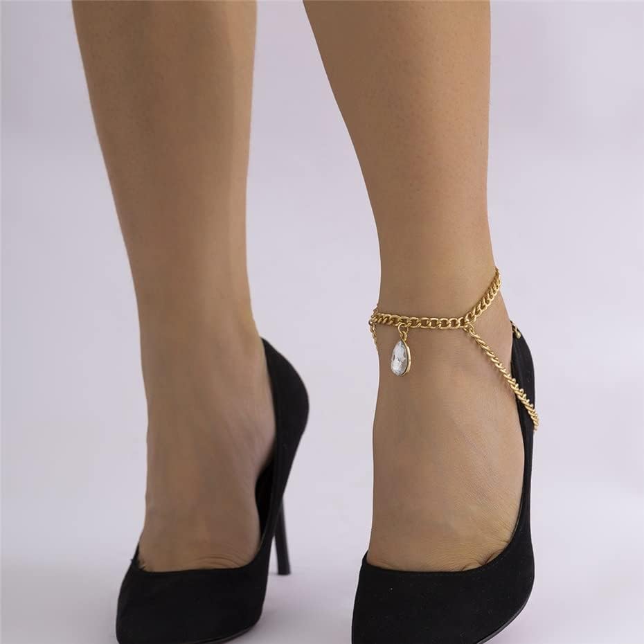 TBIIEXFL кристален приврзок ланец на нозе АНКЛЕТИ ЗА WЕНИ Гроздобер високи потпетици за чевли за чевли плажа боси од сандали стапало