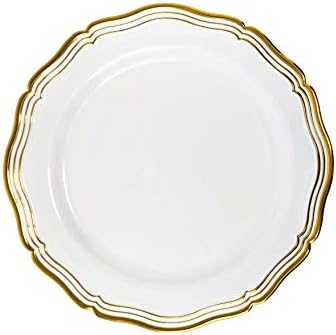 Декор Бели И Златни Вечера Чинии-10 | Аристократ Колекција | Пакет од 10