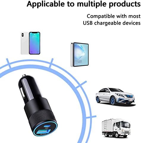 Urehepo 45W USB C Автомобил Полнач, PD30W&засилувач; QC3. 0 Двојна Порти Брзо Полнење Автомобил Полесни Адаптер Компатибилен со iPhone