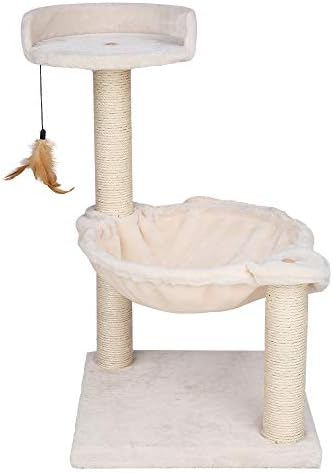 Кревет за лулка со мачки со природен сисал за гребење на места бело, 28 “
