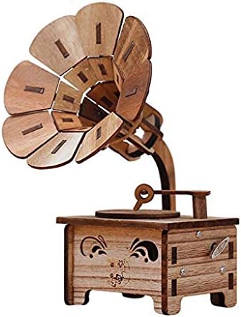 Н/музичка кутија, декорација грамофон гроздобер дома декорација подарок DIY дрвена музичка кутија