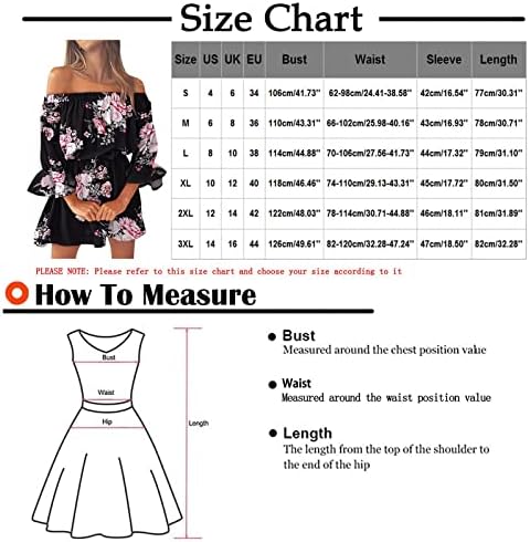 Фустани за жени плус големина, дами обични секси секси едно рамо со средно половината печатена ракав за ракав А-линија фустан