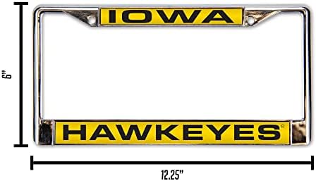 NCAA RICO INDUSTRIES IOWA HAWKEYES Стандардна рамка за лиценца со хромирани ласерски лиценца 12 x 6 ласерска рамка за хром - CAR/Truck/SUV