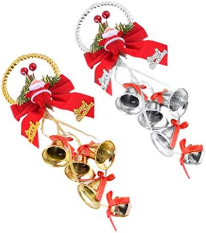 Абаодам 2 парчиња Божиќно Ѕвоно Приврзок Дедо Мраз Бел Елка Виси Орнамент За Домашна Забава Бар Хотел