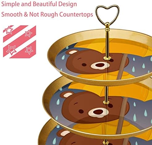 3 Нивоа Десерт Штанд Cupcake Овошје Плоча Пластични Служат Држач За Прикажување За Свадба Роденден Бебе Туш Чај Партија Украси Круг, Здраво