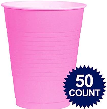 Amscan 436810.103 Светло Розова Пластични Чаши Голема Партија Пакет 50ct | 18 oz