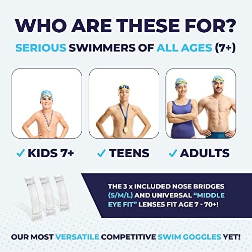 Proswims анти-мастички трки за пливање очила со лента за банџи, тврда кутија и бонус за пливање очила за чистење на микрофибер крпа за