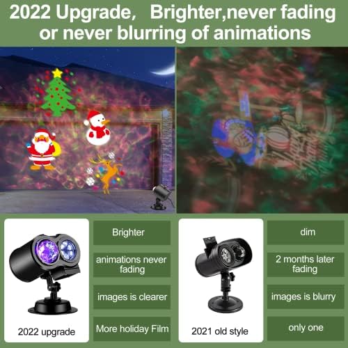 Флити посветли Божиќни проектори светла на отворено 2022 надградба, снегулка на проекторот за снегулка, светло украси, 17 HD