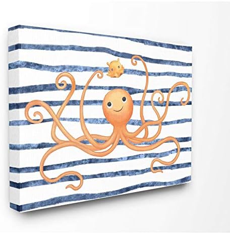Sulpell Industries Octopus Ocean Animal Animal Oranger Grandy Kids Rurness, Дизајн од уметникот Ziwei Li Wall Art, 24 x 30, платно