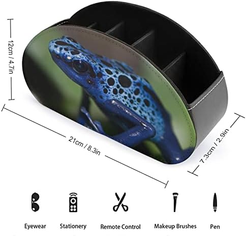 Камуфлажа сини жаби држач за далечински управувач со 5 оддели PU кожа Мултифункционално складирање Caddy Desktop Организатор кутија за ТВ