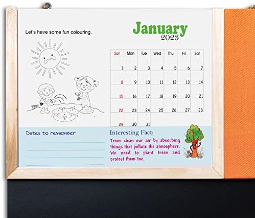 Календар за активност на деца IVEI со табла со табла и пински - Орнгарант - комбинирана табла за висина на wallидот 2021 календар сет со држач