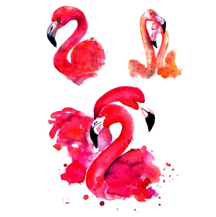 8 листови Двојка Фламинго Водоотпорни Привремени Тетоважи Мажи Љубовници Птици Флеш Налепници Татуаж Привремена Жена Тетоважа Деца