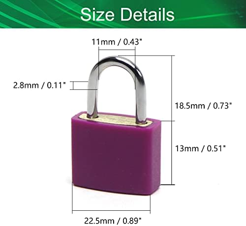Yinpecly Padlock Body ABS школка, 22,5 mm цинк -легури брави, клучни за заклучување, заклучете го обележувачот за безбедност за дома, куфери, алатки Виолетова 1 парчиња
