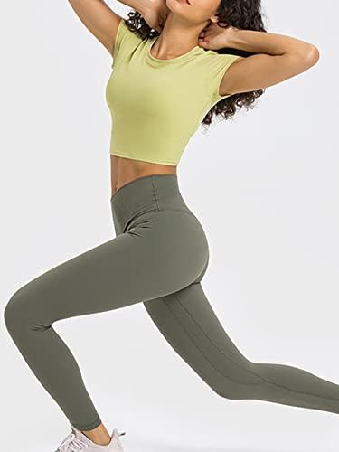 Ајтрбо женски јога врвни маички за вежбање краток ракав атлетски трчање фитнес тесни врвови на култури