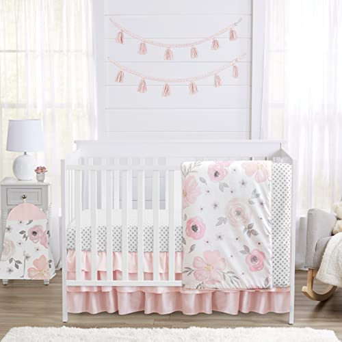 Слатка Jојо дизајнира руменило розово, сиво и бело фото опто бебе или дете, вграден креветче за креветчиња за цвеќиња од акварел